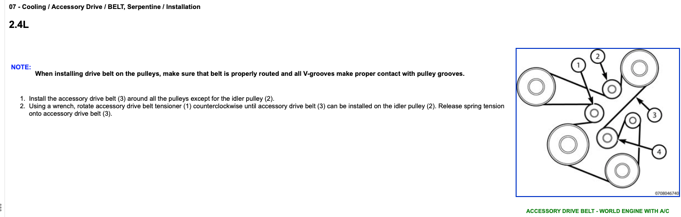Troubleshoot 2013 Chrysler 200 Belt Issues Using Correct Routing Diagram
